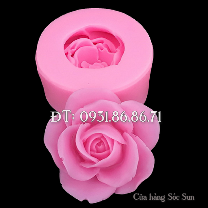 Khuôn silicon hoa hồng cánh bầu loại 7 cm - Mã số 1457
