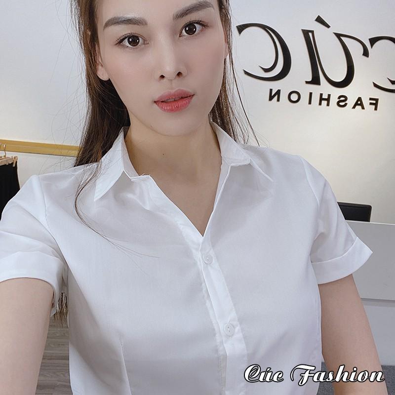 Hình ảnh Áo Sơ Mi Nữ Cao Cấp Công Sở Cúc Fashion A904 A01 Trắng Cộc Tay