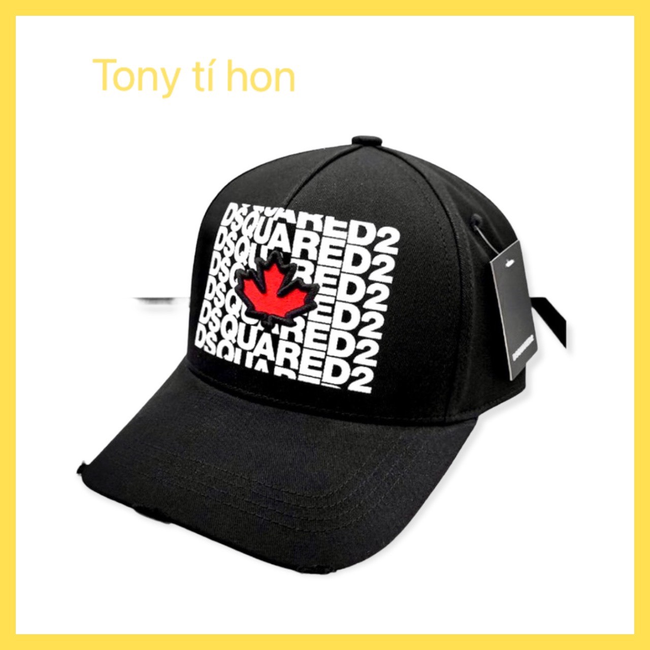 Tony tí hon - Mũ/nón kết lưỡi trai họa tiết lá đỏ, phối chữ trắng, màu đen thời trang nam nữ cao cấp