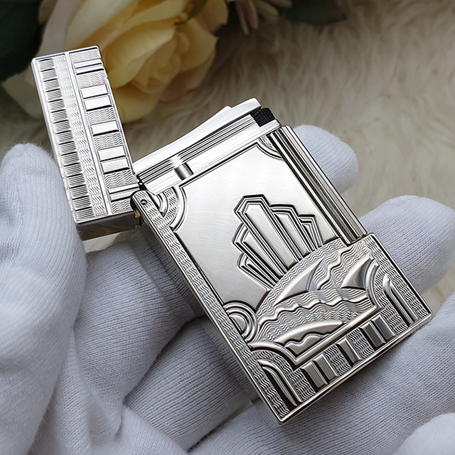 Vỏ Hột Quẹt Bật Lửa Upon Khắc Chìm 3D Dòng Sông Seine D87T Màu Bạc - Dùng Gas Đá Cao Cấp