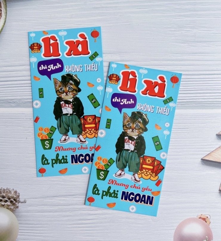 Bộ 10 Bao Lì Xì Tết Quý Mão 2023- Bao Lixi Tết Màu Đỏ- Xanh-Vàng Truyền Thống