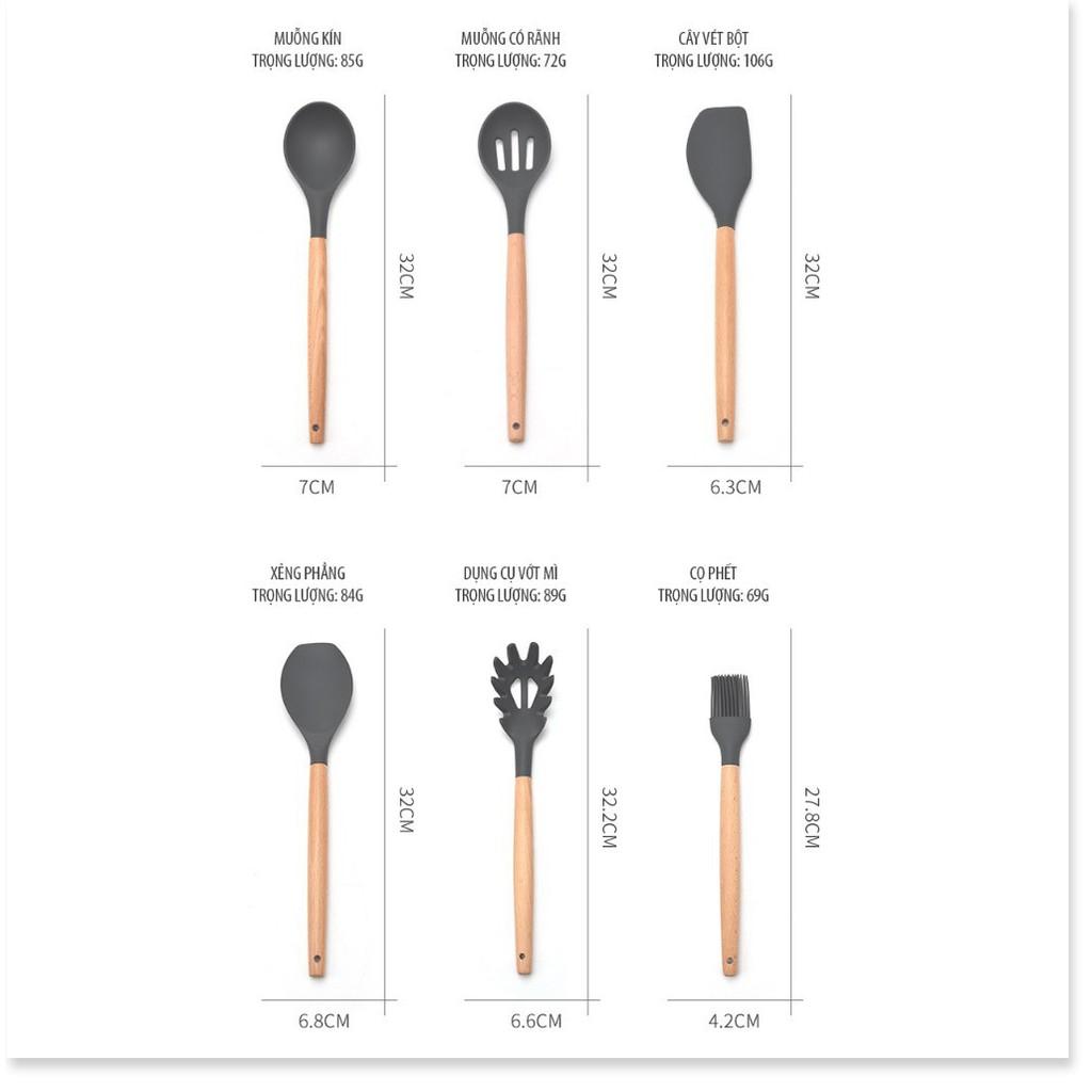 Bộ dụng cụ nhà bếp bằng silicon 13 món