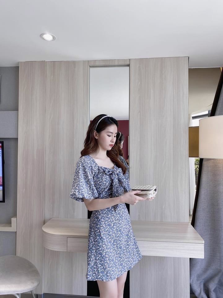 VÁY HOA NHÍ CỔ NƠ TAY BỒNG
