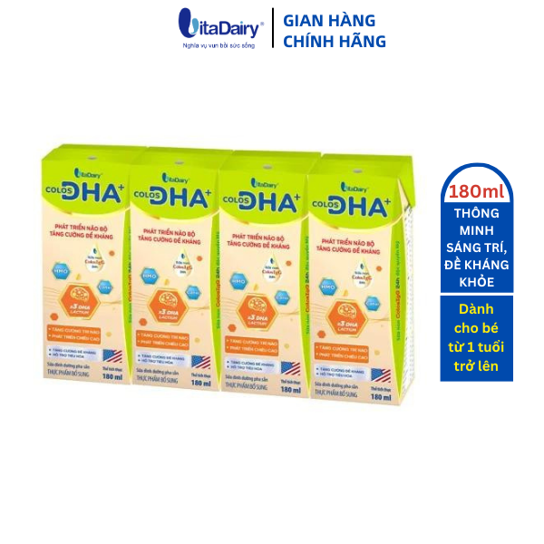 SBPS Colos DHA+ 180ml giúp bé phát triển não bộ, tăng cường đề kháng, ngủ ngon khỏe mạnh - lốc 4 hộp - VitaDairy