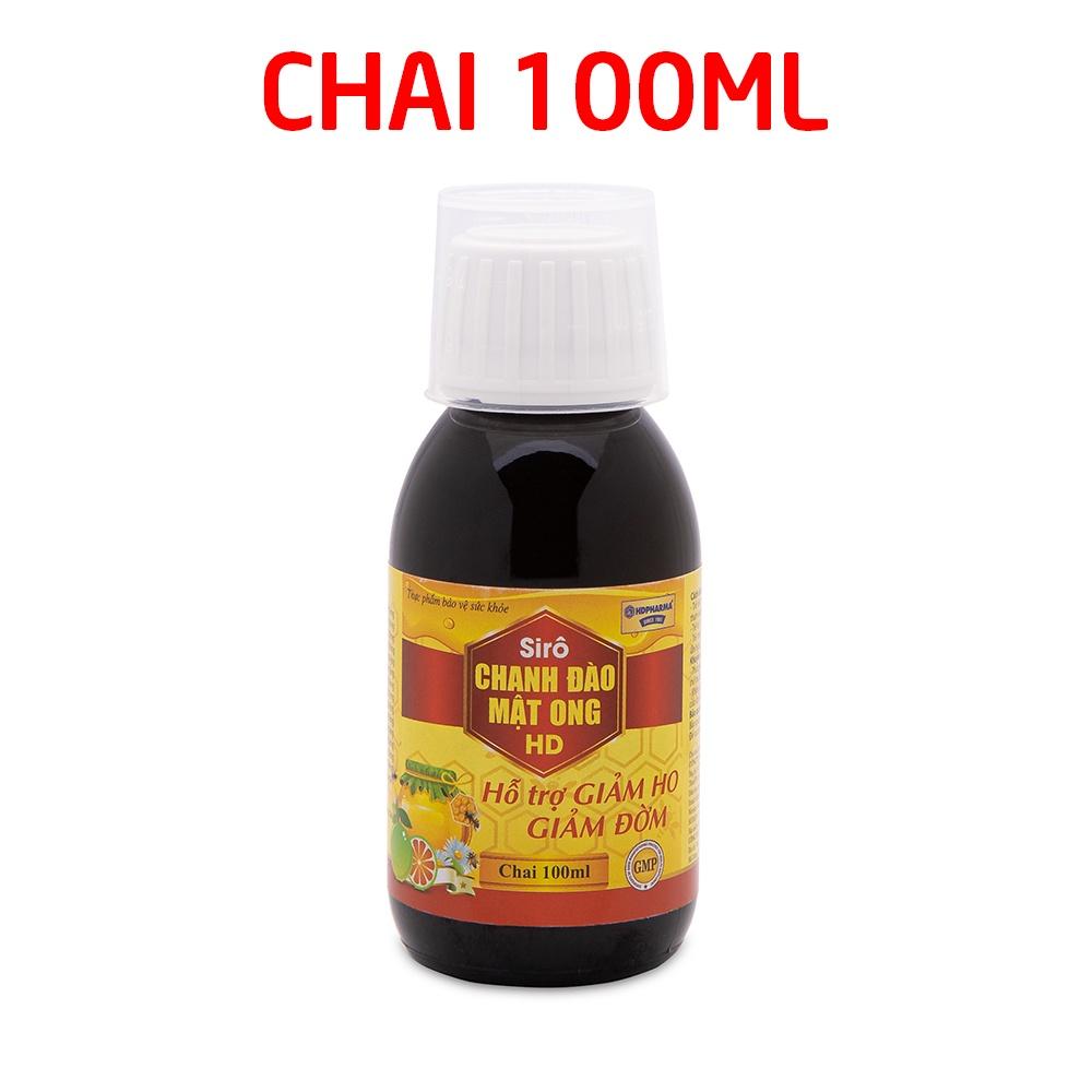 Combo 2 Chai Siro Chanh Đào Mật Ong HD giảm ho, giảm đờm, đau rát cổ họng - Chai 100ml