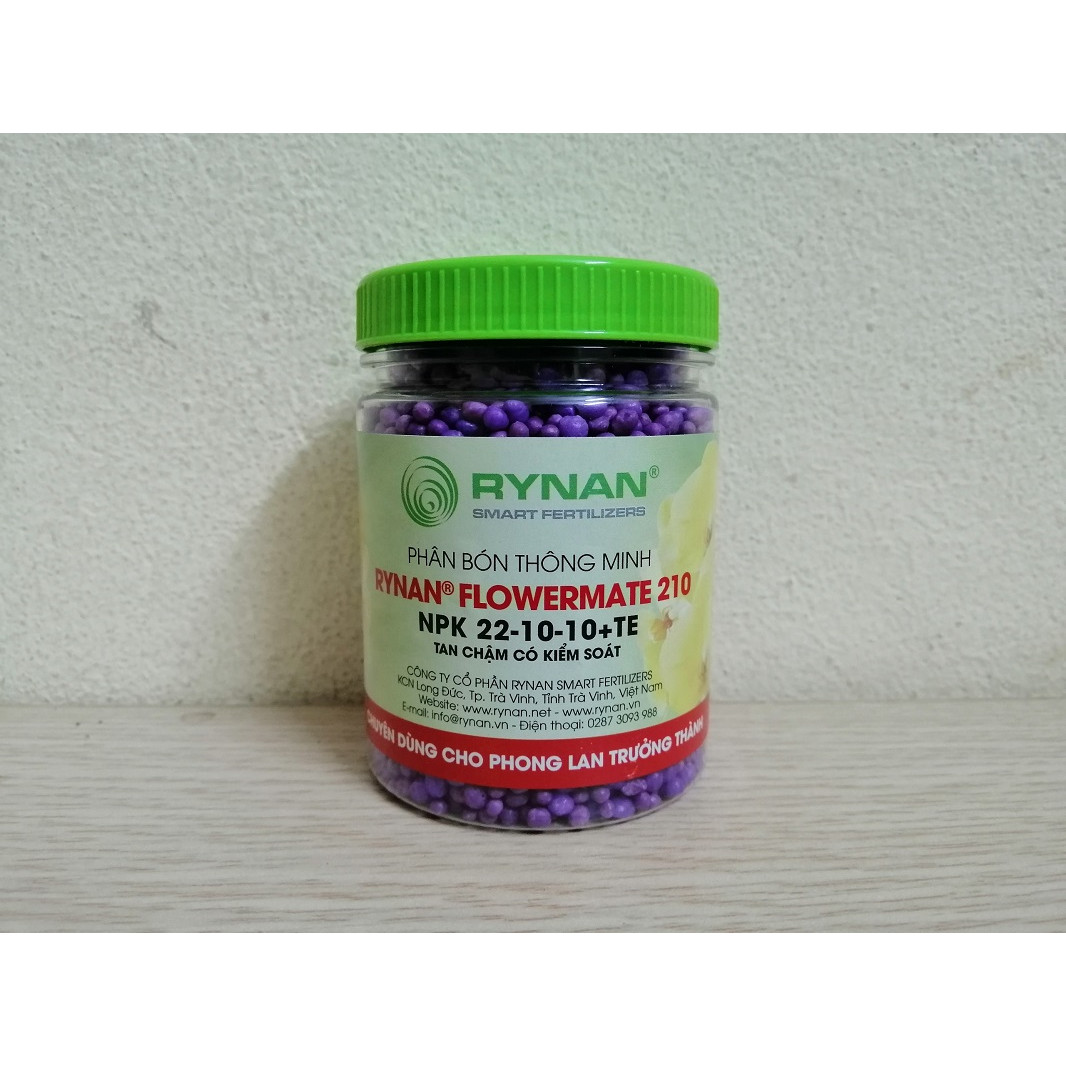 PHÂN BÓN THÔNG MINH RYNAN FLOWERMATE 210 NPK 22 - 10 - 10 + TE TAN CHẬM CÓ KIỂM SOÁT CHAI 150G