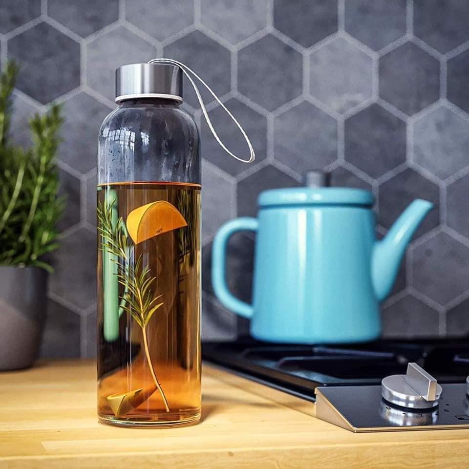 Bình nước thủy tinh 500ml có dây treo