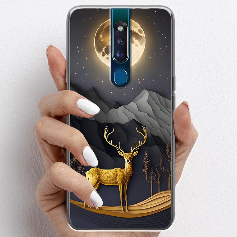 Ốp lưng cho Oppo F11, Oppo F11 Pro nhựa TPU mẫu Nai vàng và mặt trăng