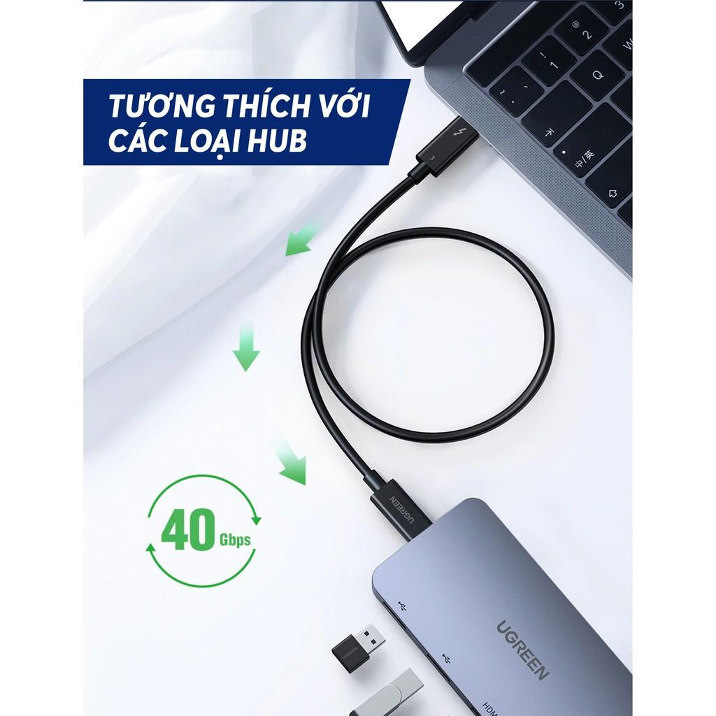 THUNDERBOLT 3 (USB Type-C Gen 3) truyền dữ liệu 40Gbps, xuất hình ảnh 5K60Hz, sạc 100W, dài 0.5-2m UGREEN US341 - Hàng chính hãng