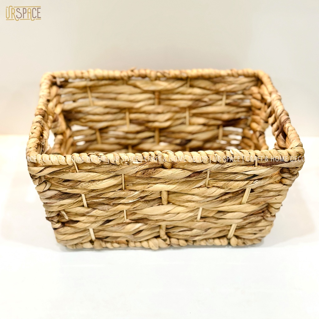 Giỏ cói đựng trái cây URSPACE đựng sách báo, đồ chơi, decor trang trí / RECTANGLE HYACINTH BASKET