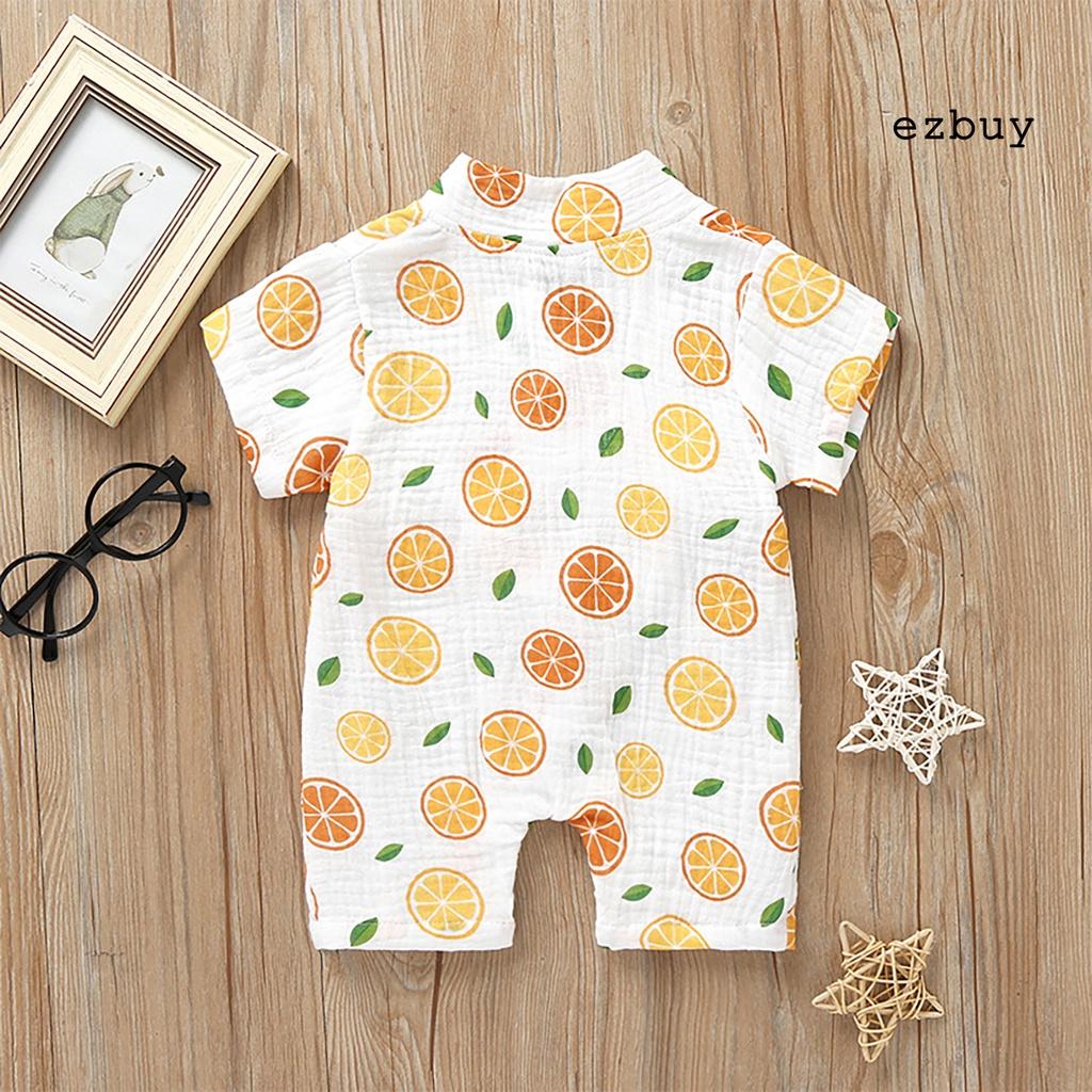 Bộ áo liền quần tay ngắn cổ chữ V chất liệu cotton thoáng khí thời trang cho bé sơ sinh