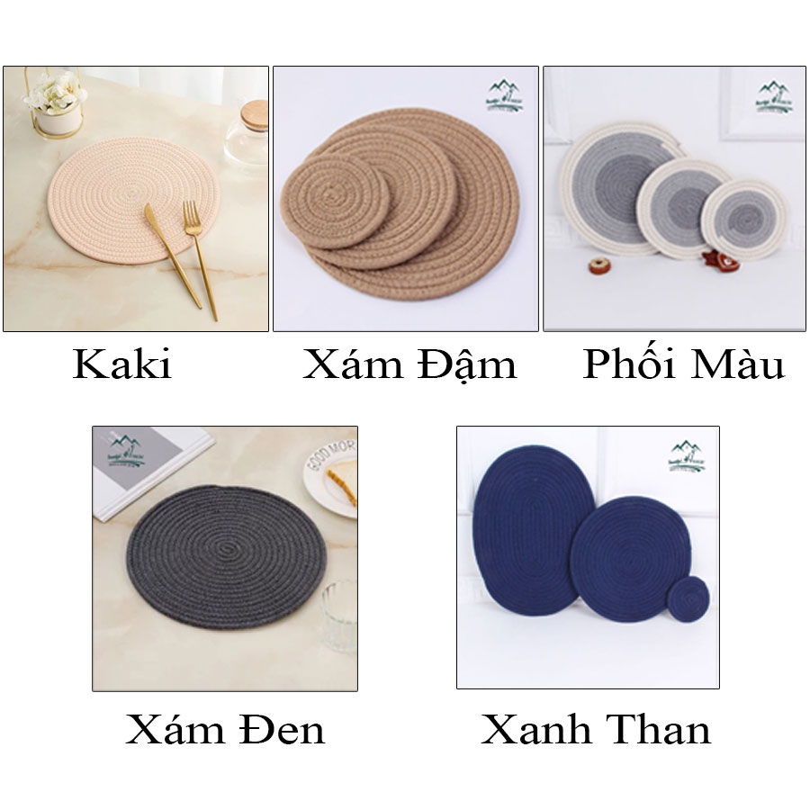 Miếng Lót Cốc, Lót Ly, Lót Đĩa, Lót Nồi chất Liệu Cotton - Tấm Lót Bàn Ăn Thấm Nước Bằng Vải Bện Xinh Xắn