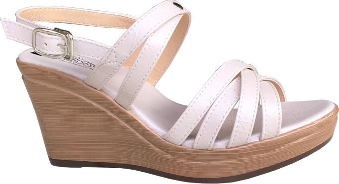 Giày sandal nữ Trường Hải đế xuồng cao 9.5cm màu kem đế PU nhẹ thời trang cao cấp nữ XDN193