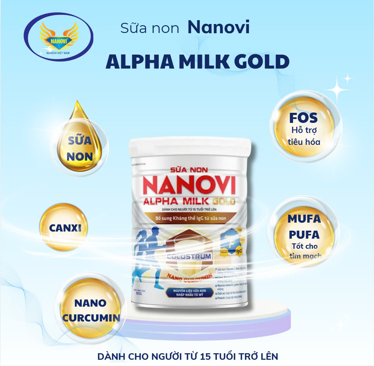 Sữa Non Nanovi Alpha Milk Gold 900g – Nano Curcumin.