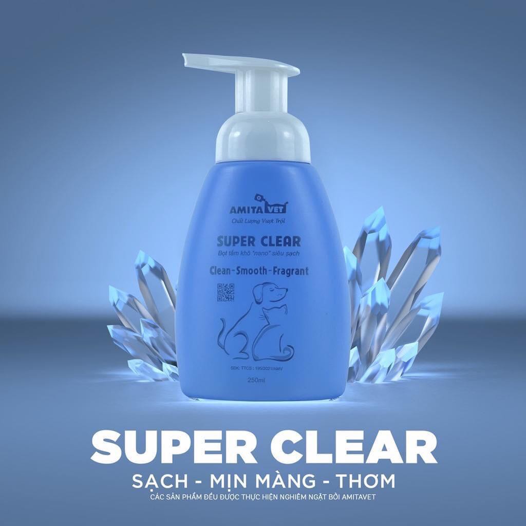 Bọt tăm khô cho chó mèo Super Clear Amitavet 250ml