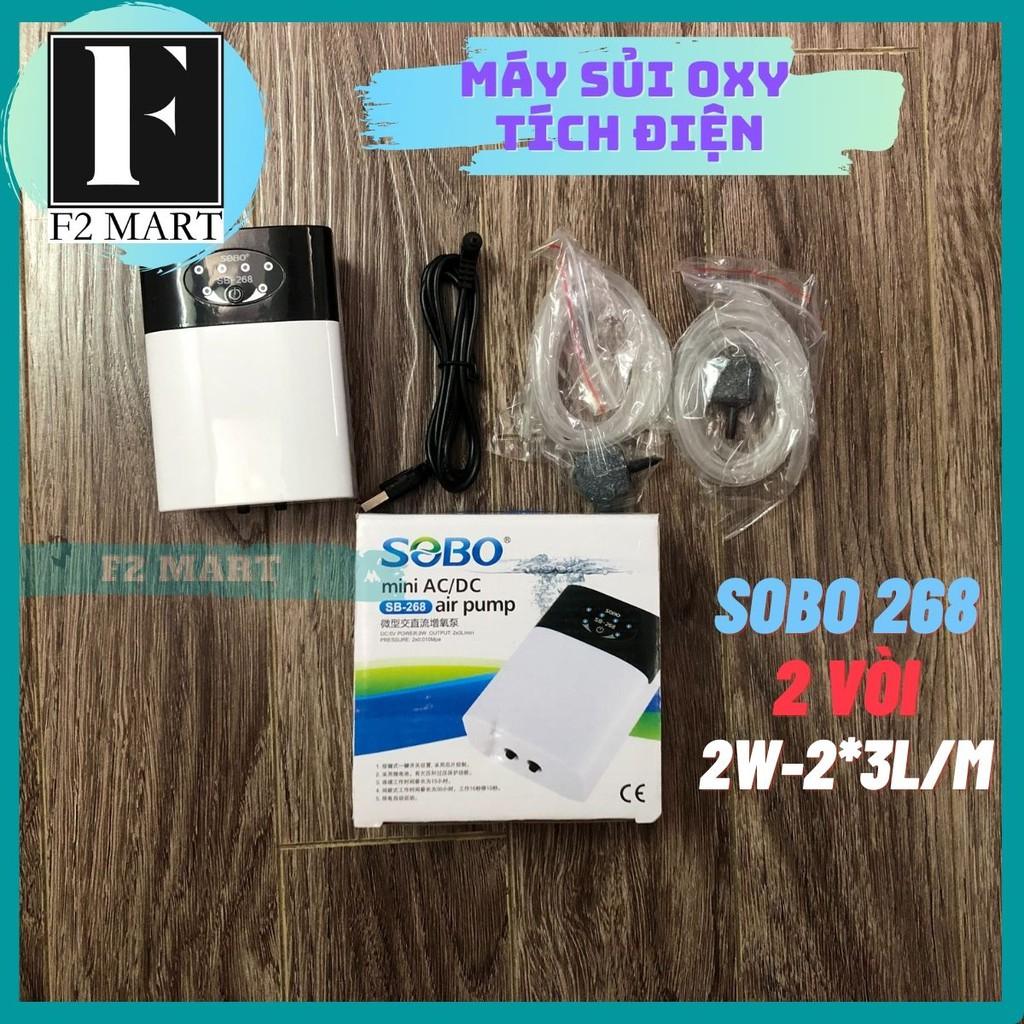 Máy Sủi Oxy Tích Điện SOBO SB-168 1 Vòi | SB-268 2 Vòi | Máy Bơm Oxy Sạc Điện Cho Bể Cá Cảnh Thuỷ Sinh