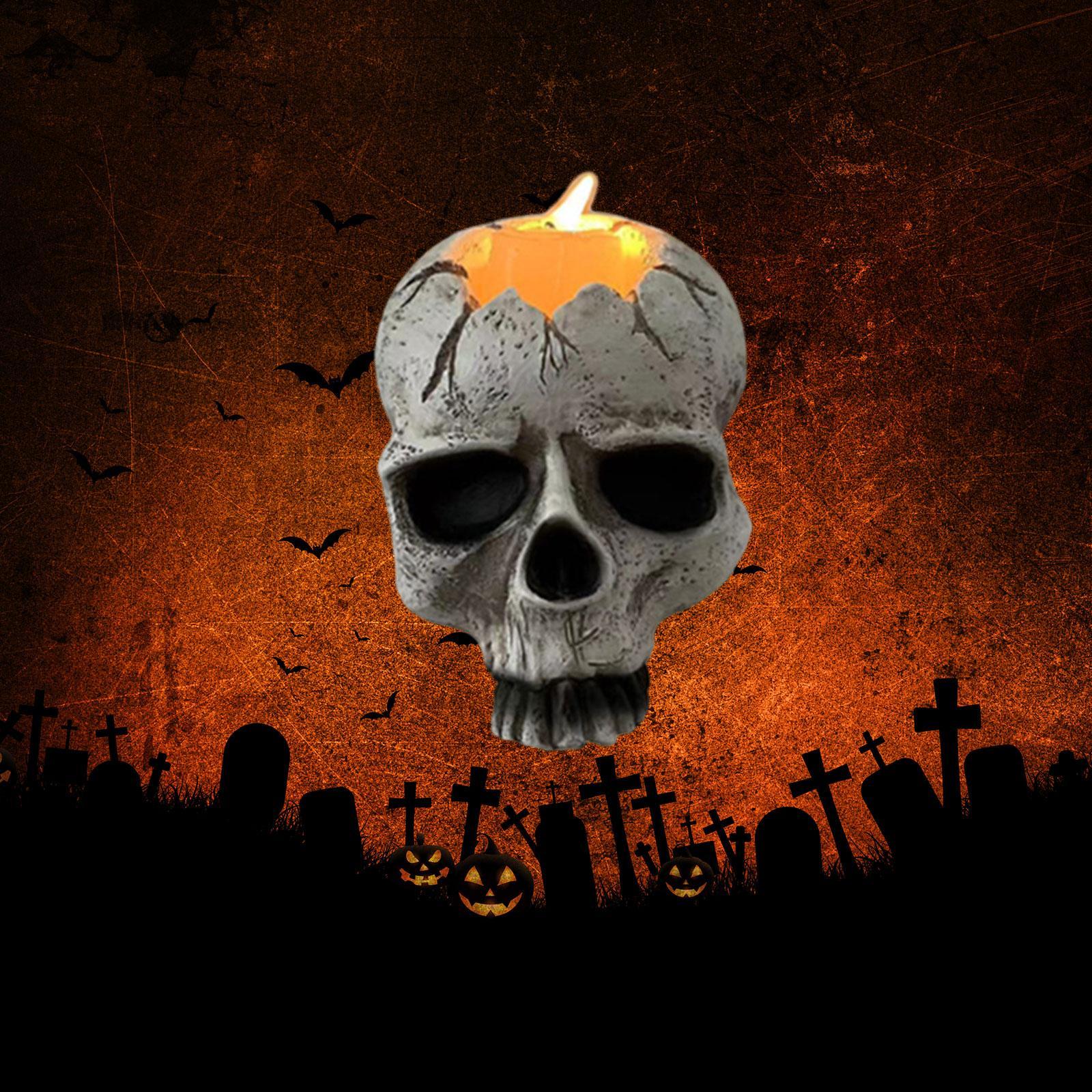 Halloween Skull Head Candle Holder Exquisite for Haunted House Holiday Party