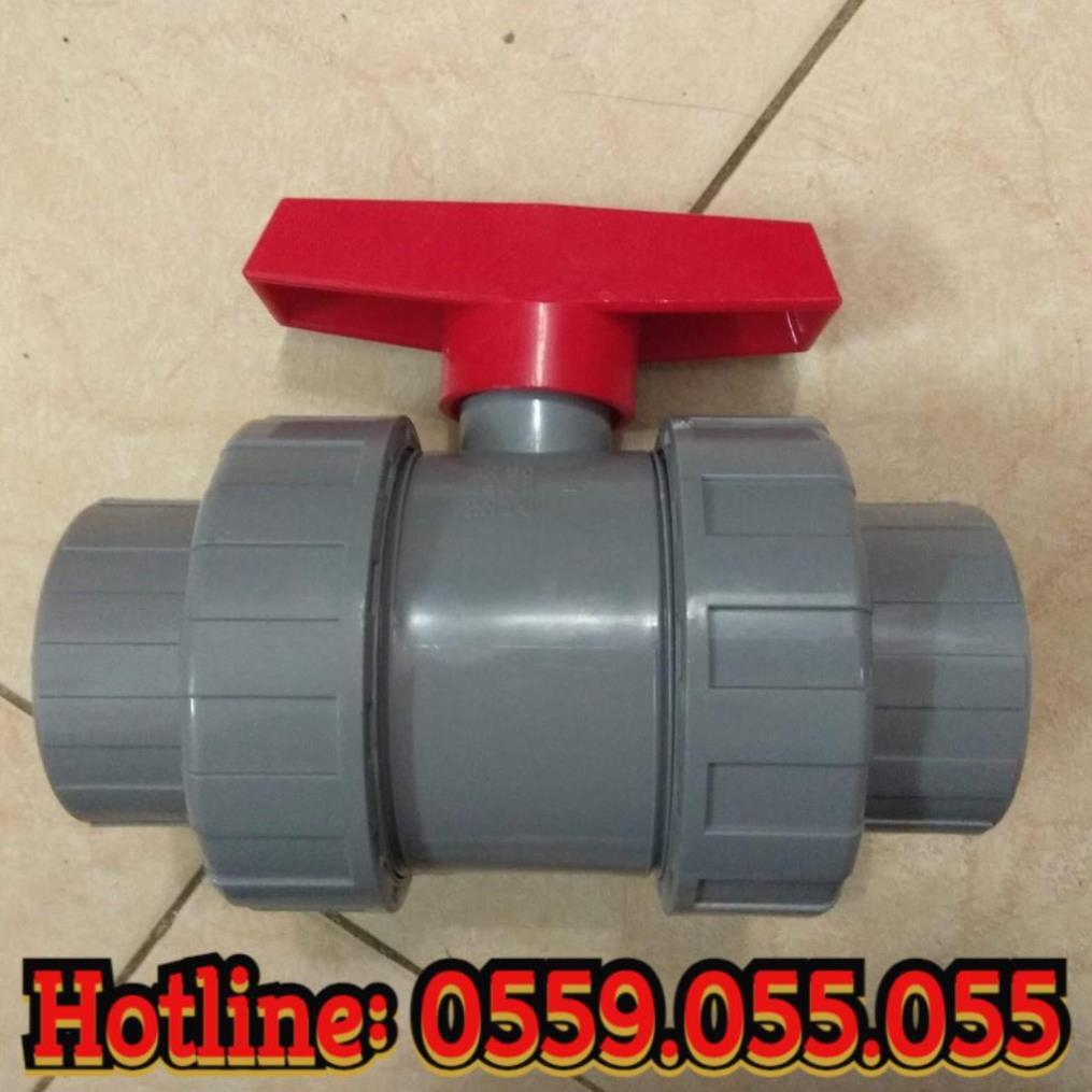 Van nước, van khóa 42 PVC 2 đầu rắc co