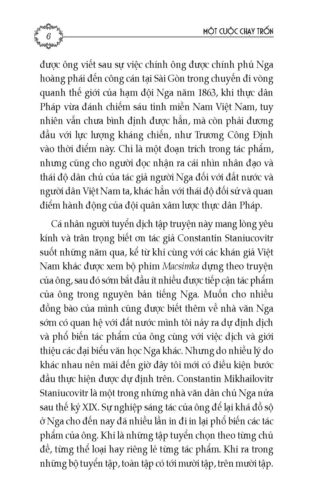Một Cuộc Chạy Trốn - Tuyển tập truyện ngắn Nga - Tác giả Constantin Staniukovic; Thúy Toàn tuyển dịch