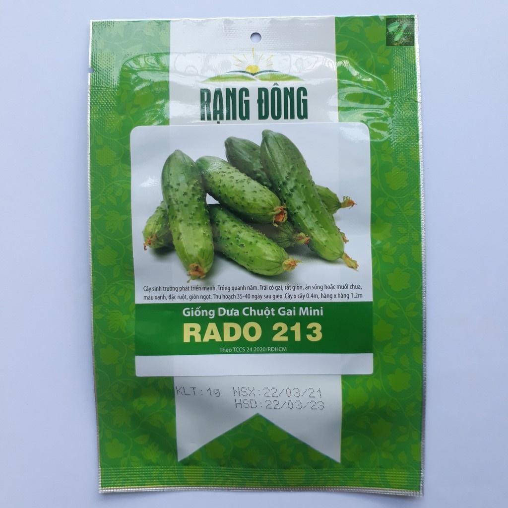 Hạt Giống Dưa Chuột Gai Mini Rado 213 - 1gr - RẠNG ĐÔNG - Trái có gai, rất giòn, ăn sống hoặc muối chua, màu xanh, đặc ruột, ngọt