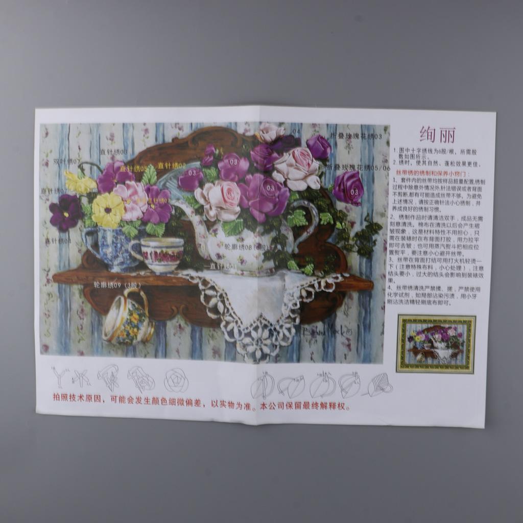 1x Ribbon Embroidery Cross Stitch Kits Handmade Flowers Decor