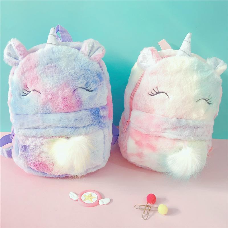 Hoạt Hình Dễ Thương Ba Lô Cô Gái Sang Trọng Kỳ Lân Lưng Dễ Thương Thời Trang Lông Thú Ba Lô Trẻ Em Schoolbag Túi Sách Cho Trẻ Em Quà Tặng Bé Gái