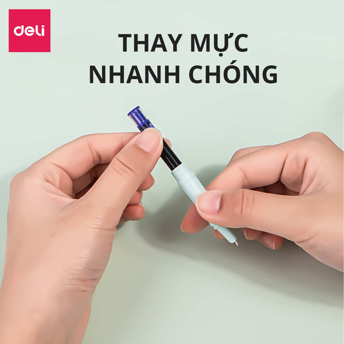 Bút Máy Học Sinh Deli - Bút Máy Cho Học Sinh Tiểu Học Kèm Ống Mực Xanh - Bút Viết Nhanh Mướt - SF520