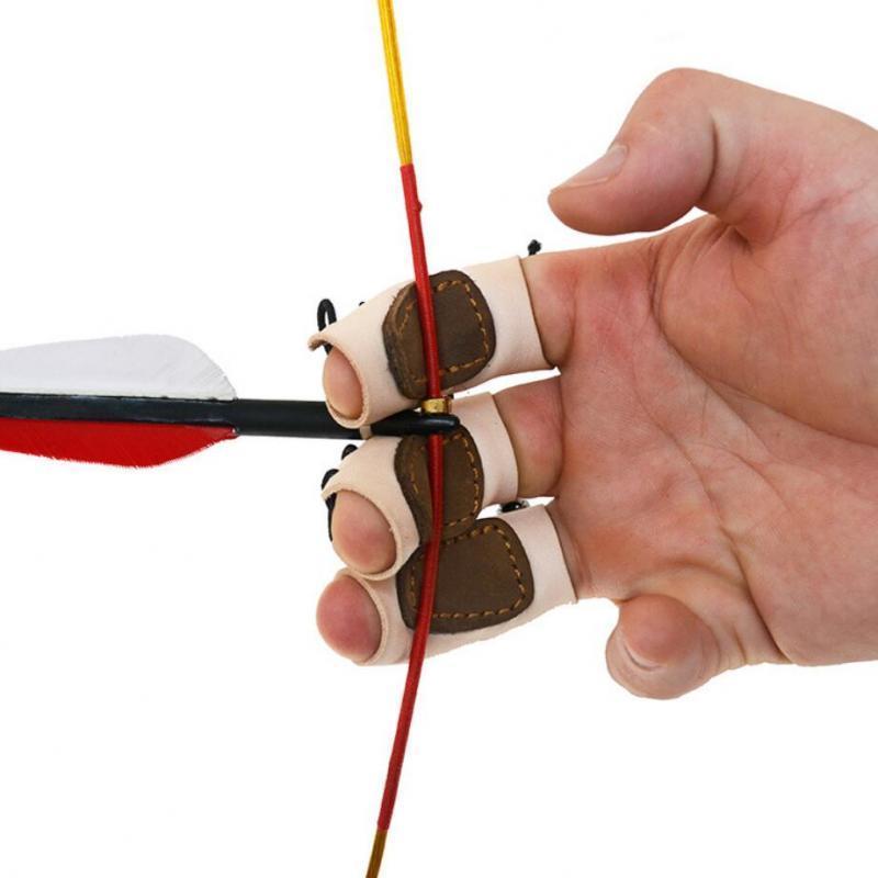 Archery 3 Finger Tab - Separate Finger Guard Protective Glove Saver for Outdoor Bow Hunting Training - Easy to Use