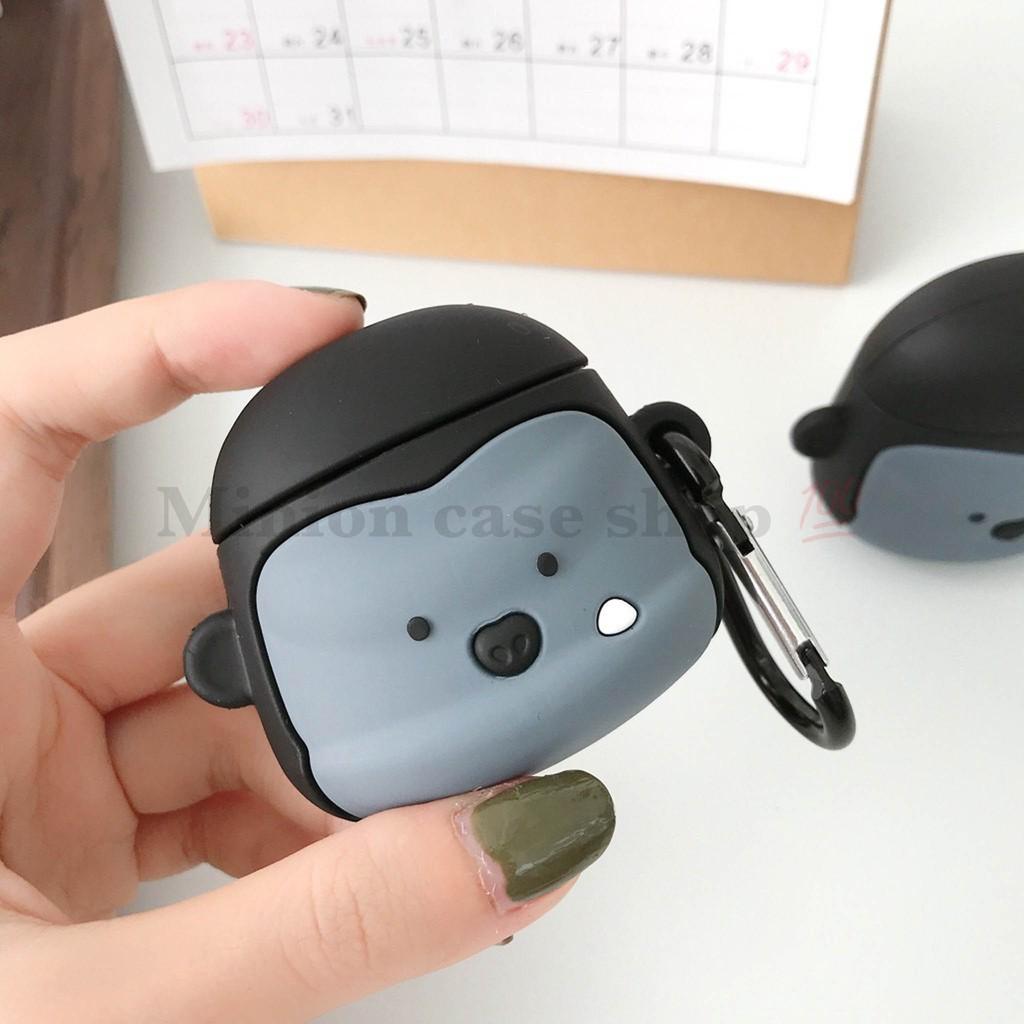 Hình ảnh Bao Case Ốp dành cho airpod 1 và 2, tai nghe bluetooth i11,i12, i100, i9s... silicon 3D Monkey cao cấp