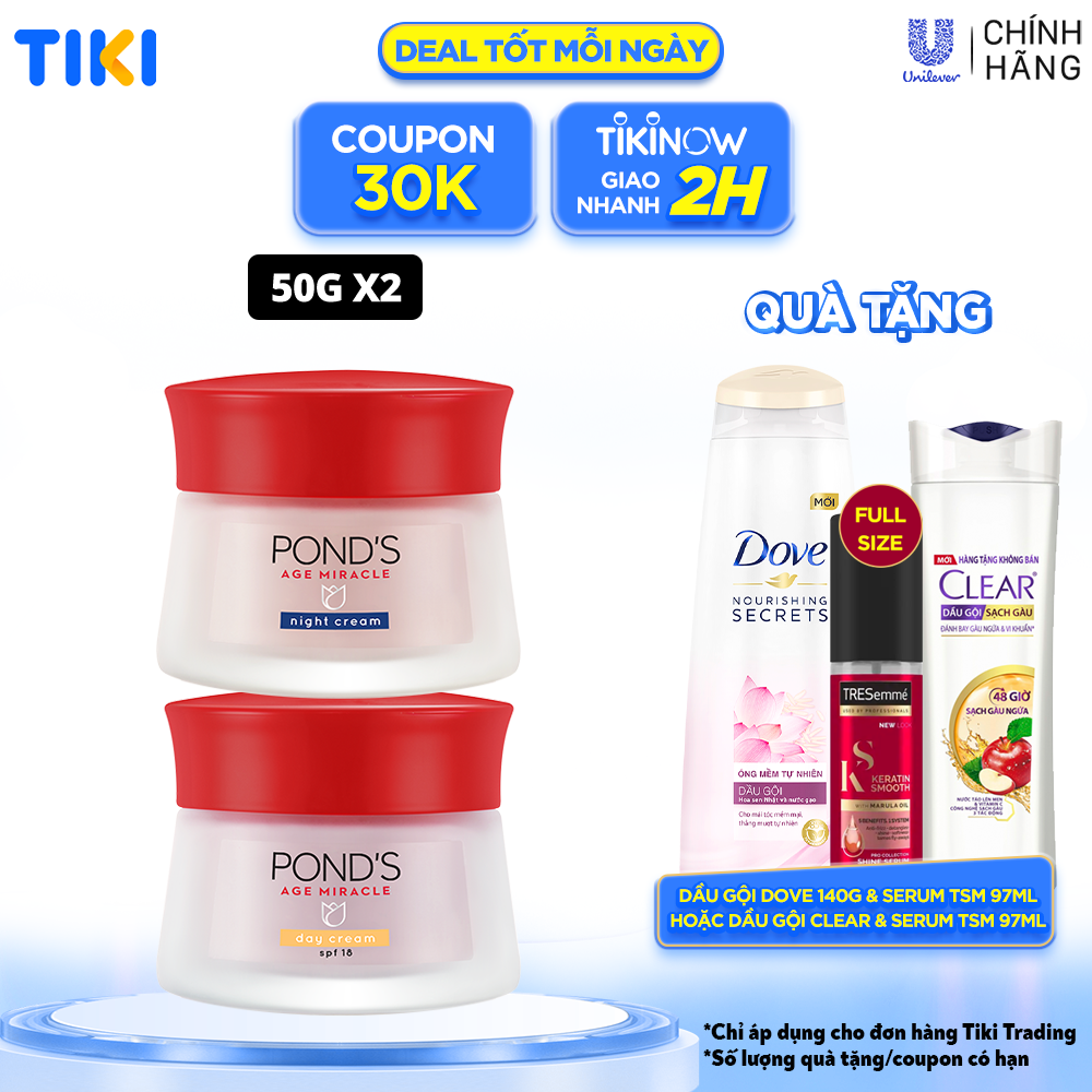 Bộ Đôi Kem Dưỡng Chống Lão Hóa Da Ngày Và Đêm Pond's Age Miracle