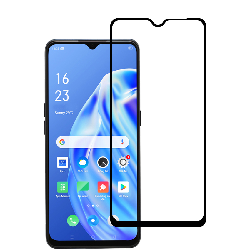 Miếng Dán Cường Lực cho Oppo A91 - Full màn hình - Màu Đen - Hàng Chính Hãng