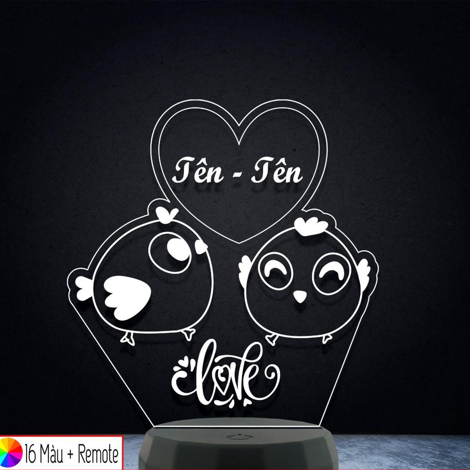 Đèn Led 3D trang trí GÀ LOVE – Qùa Tặng Độc Đáo, Trang Trí, Để Bàn, Phòng Ngủ,