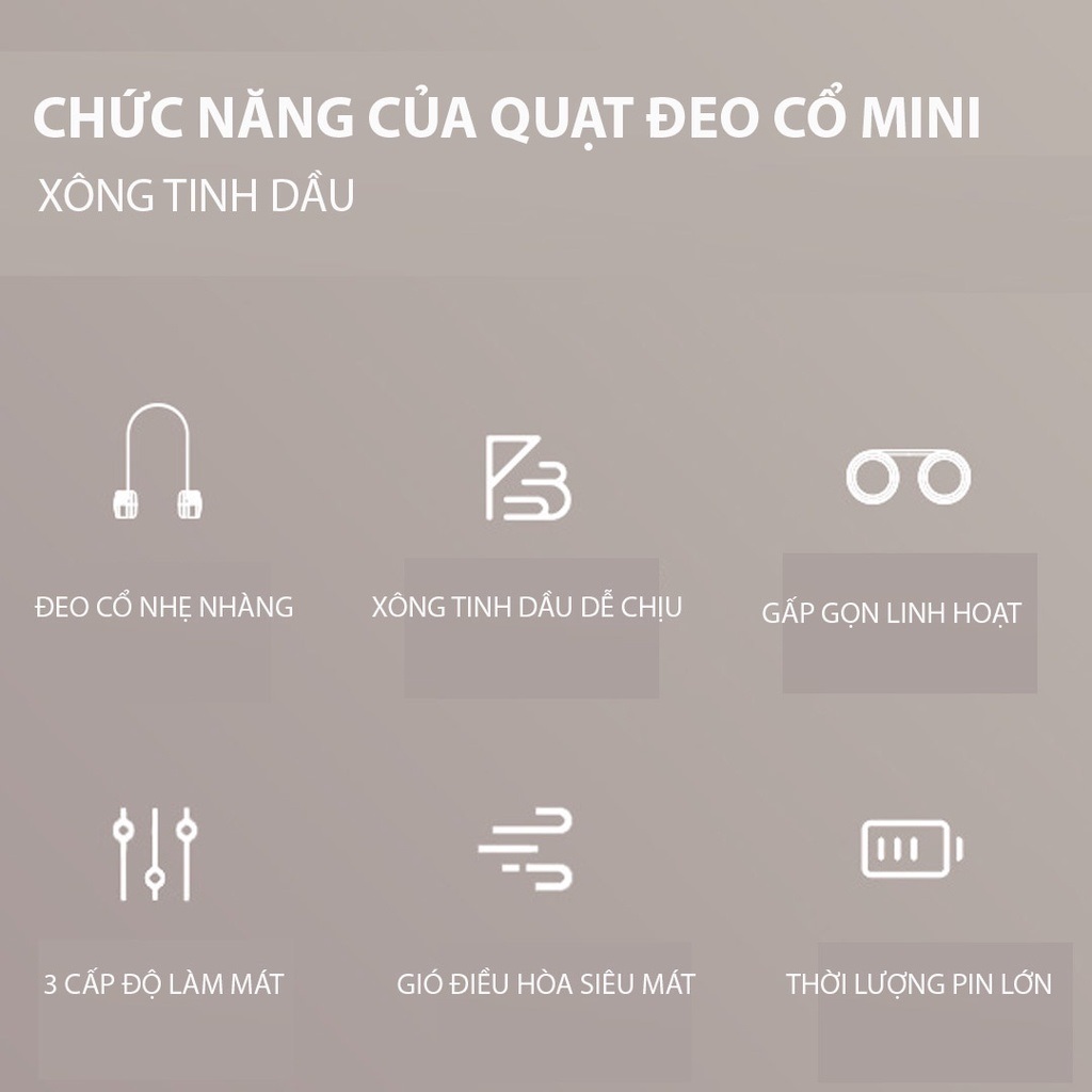 Quạt đeo cổ mini Sothing Hanging Neck Fan DQ209, có thể xông tinh dầu, 3 cấp độ gió- Hàng chính hãng