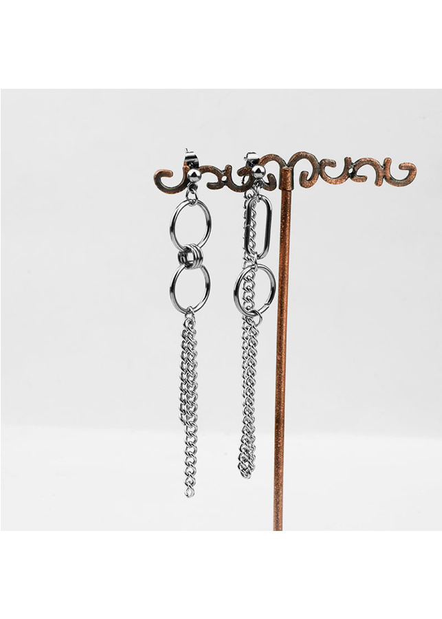 Bông tai mắt xích phong cách unisex bất đối xứng