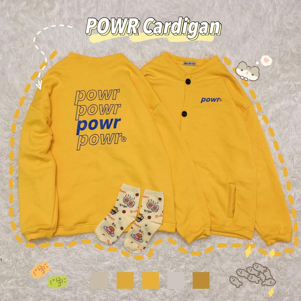 Áo khoác nỉ cardigan POWR Unisex nam nữ tee oversize form rộng pull Ulzzang Streetwear Hàn Quốc vải mềm