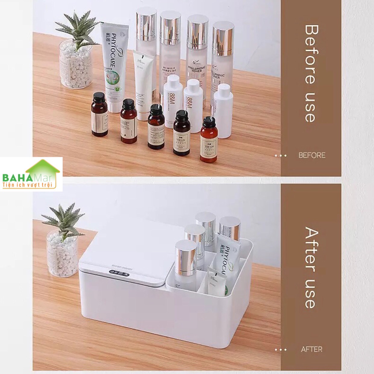 HỘP ĐỂ BÀN ĐA NĂNG CẢM ỨNG THÔNG MINH TỰ ĐỘNG BẬT MỞ NẮP "BAHAMAR" thích hợp sử dụng để nhiều thứ cho gọn gàng ngăn nắp