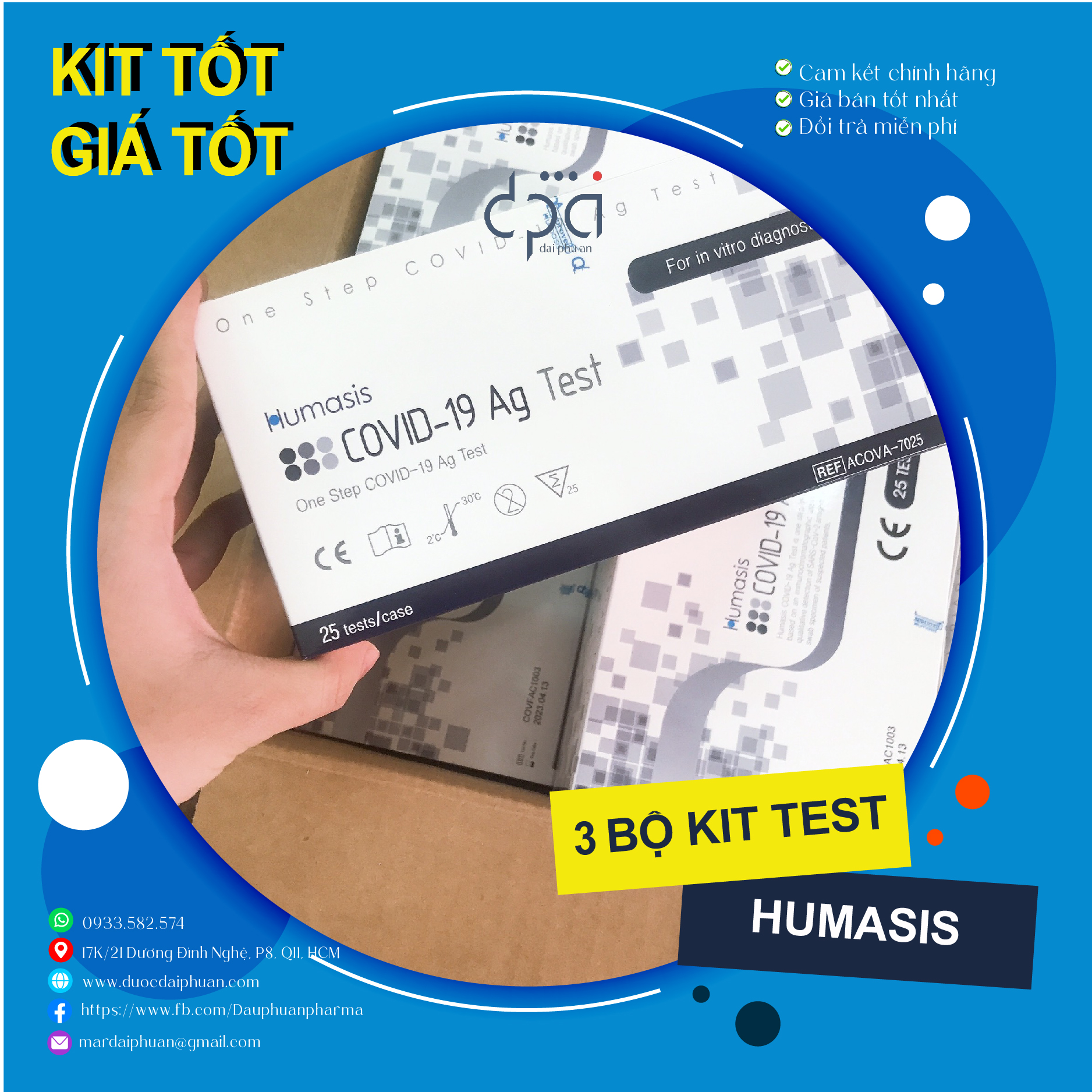 [Tặng 3 khẩu trang y tế] Combo 3 kit test nhanh Home Humasis chính hãng Hàn Quốc