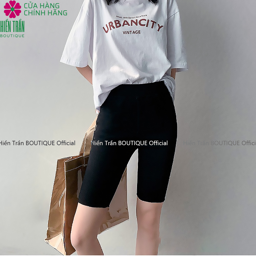 Quần legging lửng Hiền Trần BOUTIQUE cạp chun vải cao cấp thun ngố nữ co giãn tốt dáng ôm