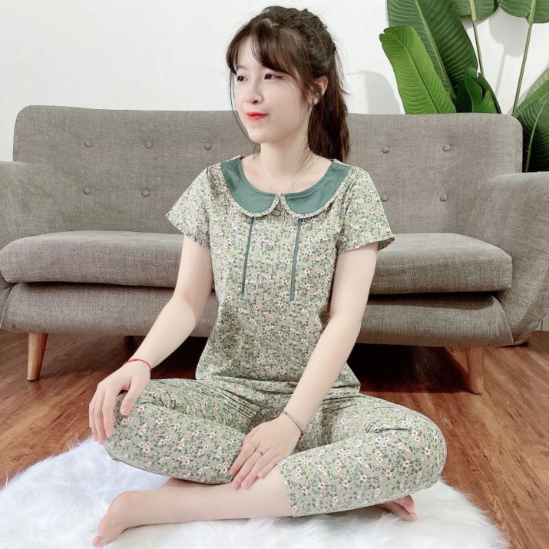 Set đồ bộ cao cấp cổ sen phối lụa sang đẹp