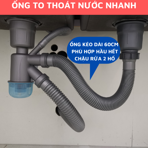 Xiphong bồn rửa bát 2 hố CHỐNG RÒ RỈ Thoát Nước Nhanh Ngăn mùi hôi 2 cốc 11cm