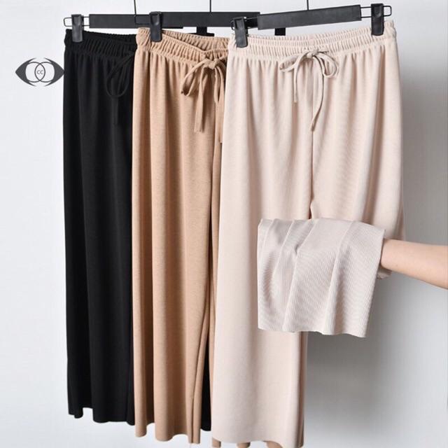 Quần ống suông rộng culottes gân tăm mềm mát