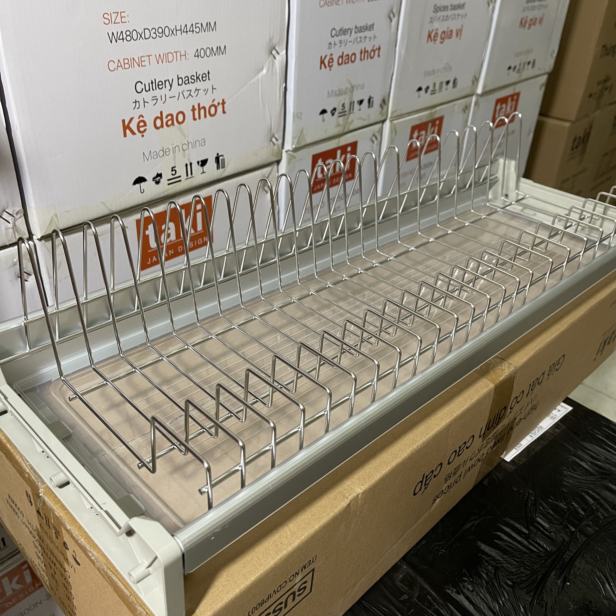 Giá Bát Cố Định Tủ Bếp, Kệ Chén Tủ Bếp INOX 304 - Khung Nhôm Cao Cấp - Bảo Hành Vĩnh Viễn - Có Thợ Lắp
