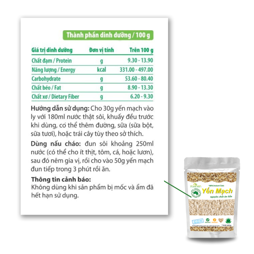 Túi 400G(Tặng Kèm 11 Túi Yến Mạch 150G)