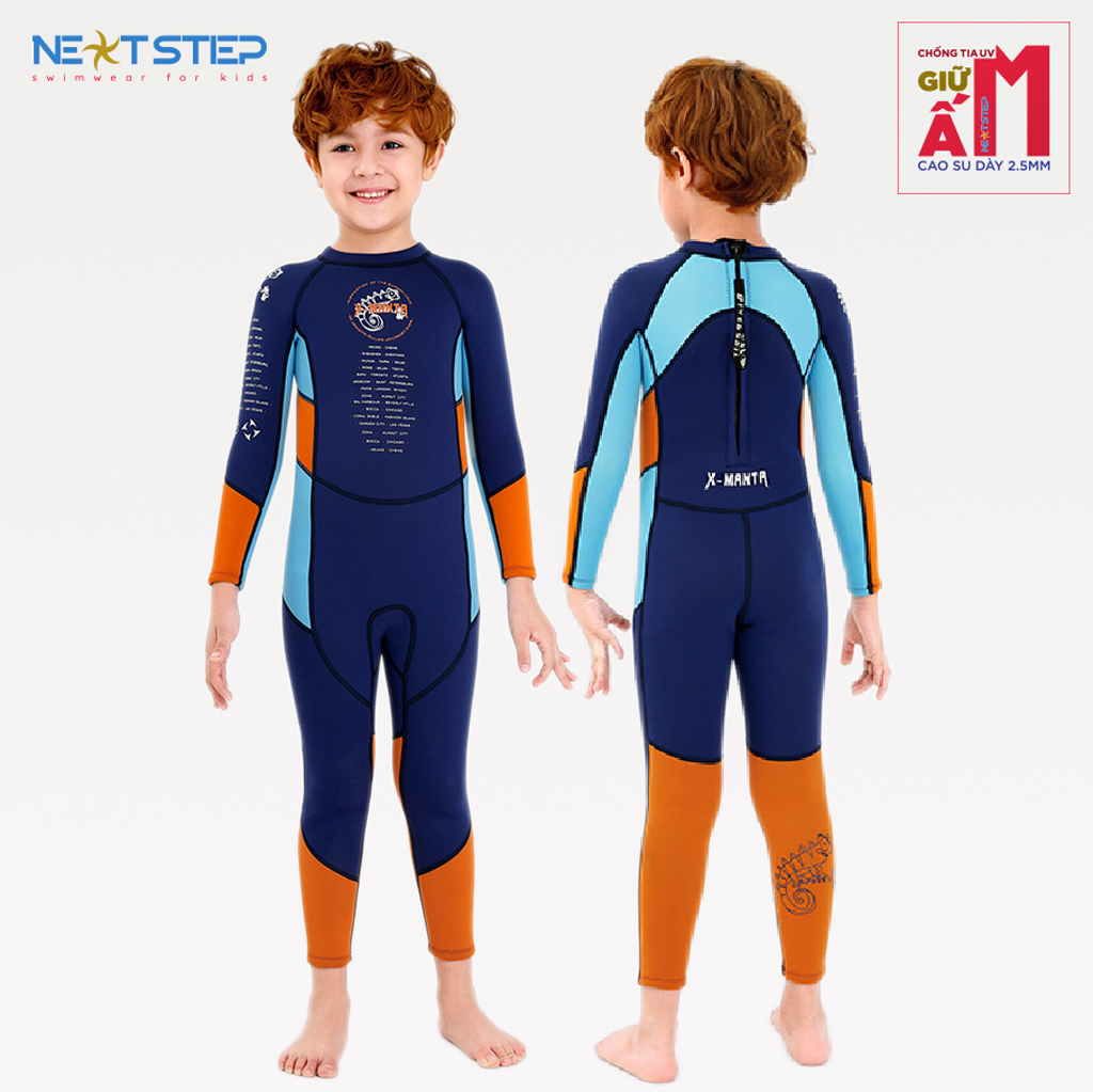 Đồ bơi giữ nhiệt cho bé trai chống nắng chống nước chất liệu cao su Neoprene dày 2.5mm giữ ấm chống tia UV size từ 10kg đến 30kg