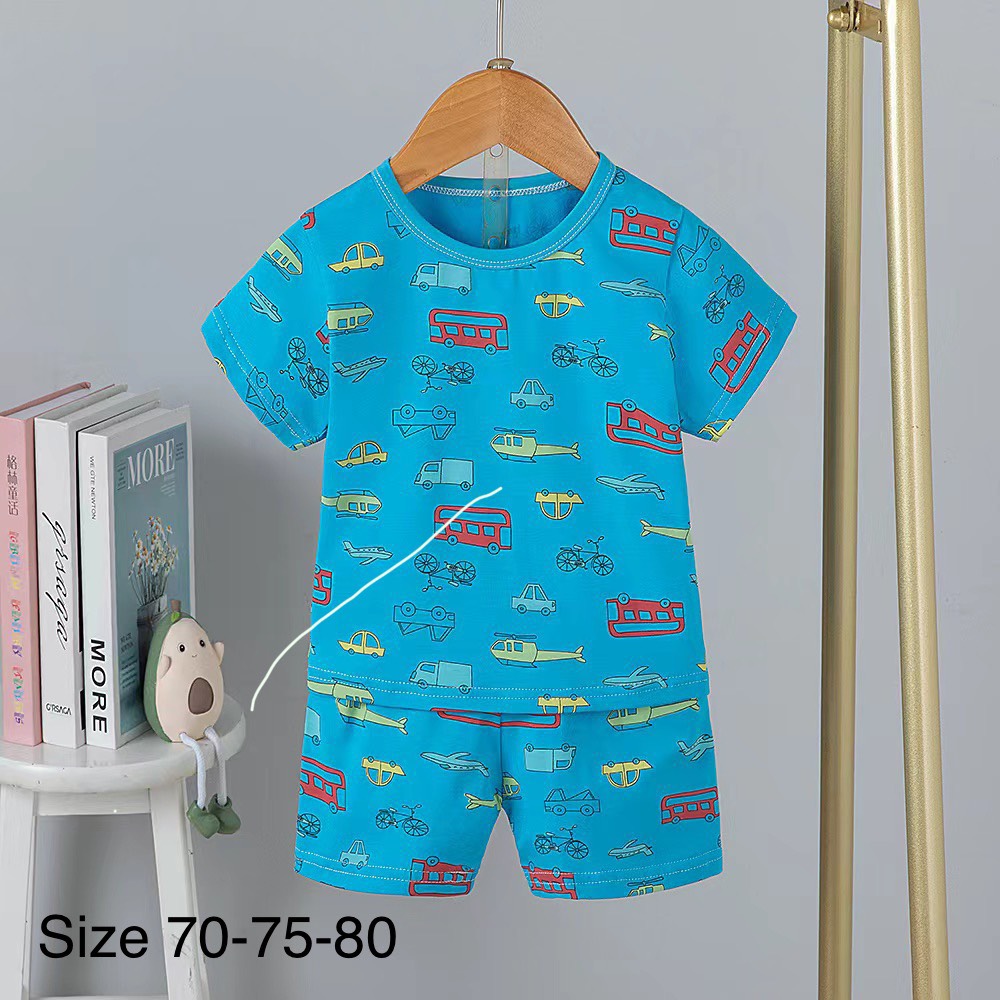 Đồ bộ bé trai - Bộ thun Cotton Quảng Châu xuất Hàn cho bé trai từ 15-25kg