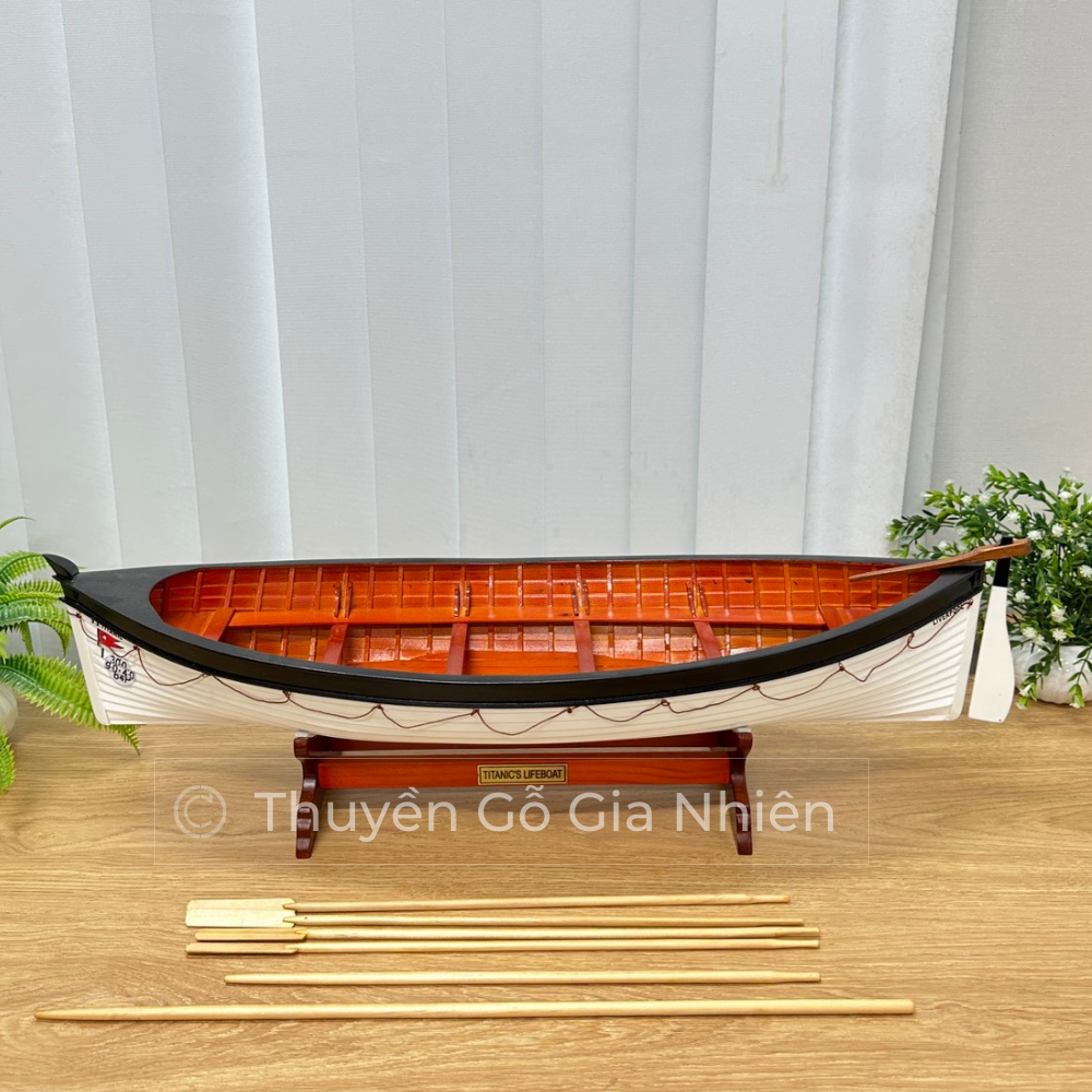 Mô Hình Thuyền Gỗ Phong Thủy Gia Nhiên, Thuyền Gỗ TITANIC'S LIFEBOAT, Dài 60cm, Thuyền Trang Trí Xuất Khẩu Chất Lượng Cao