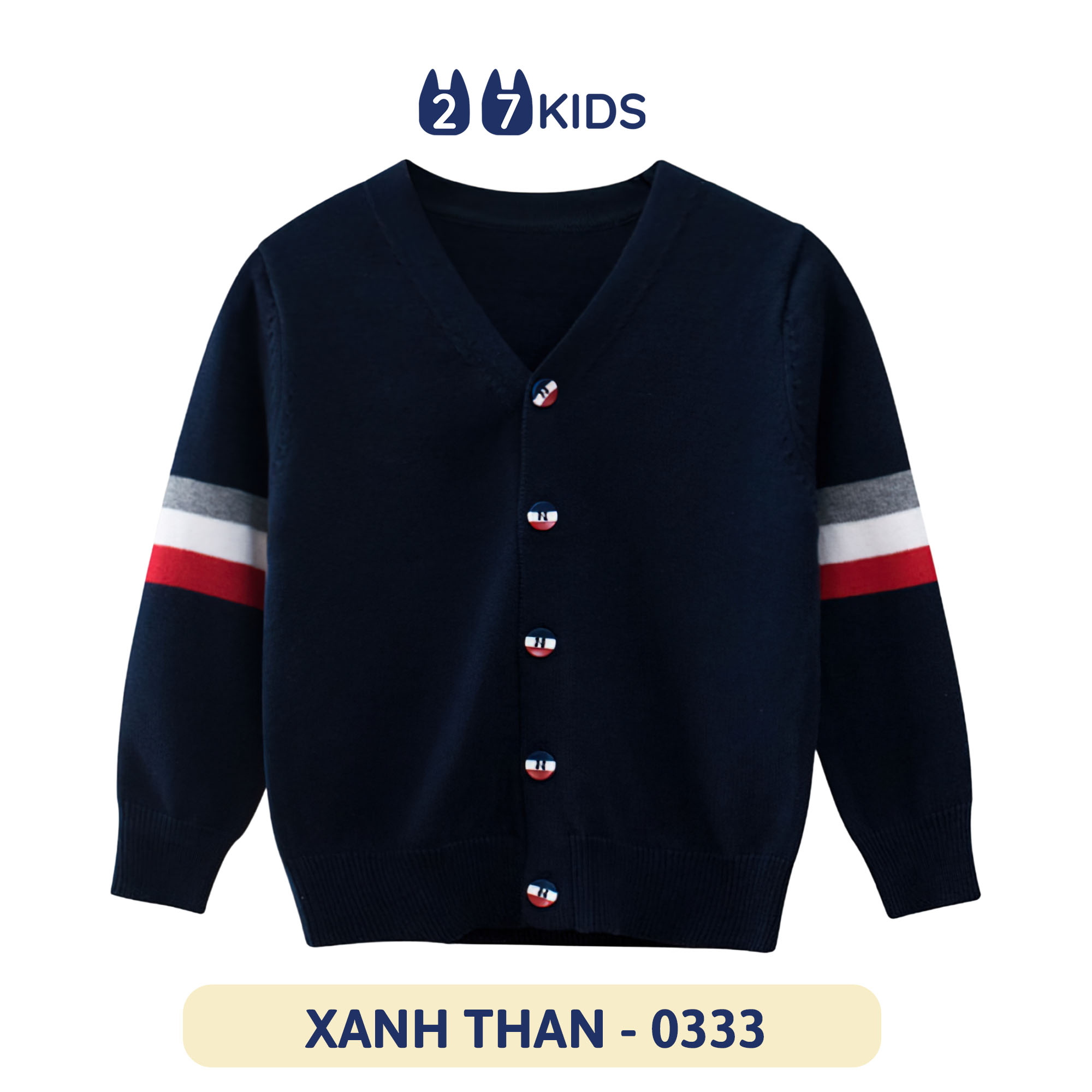 Áo len cardigan cài cúc bé trai 27Kids áo khoác len dài tay nam cho trẻ từ 2-10 tuổi BLSW6