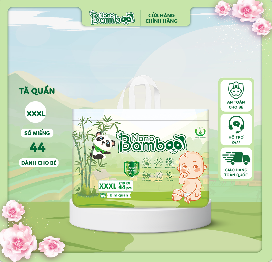 Tã/Bỉm Quần Nano Bamboo sợi tre thiên nhiên size XXXL 44 miềng