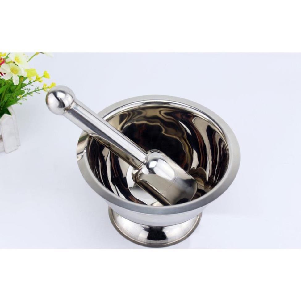 Bộ Cối Chày inox đường kính 17cm dùng để giã thức ăn, giã cua chống nấm mốc