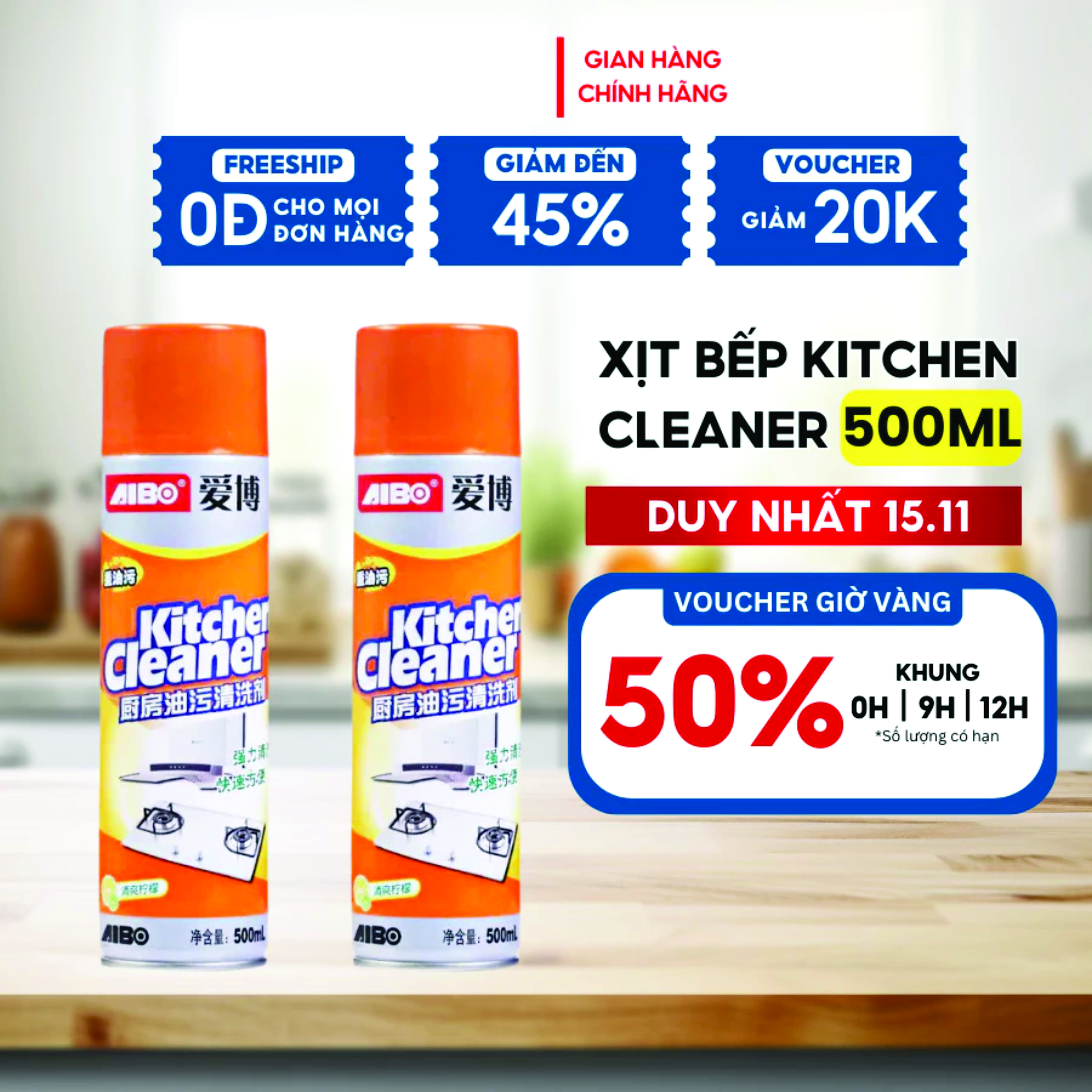 Chai Xịt Tẩy Rửa Đa Năng Kitchen Cleaner 500ml – Tẩy Rửa Nhà Bếp Dạng Bọt
